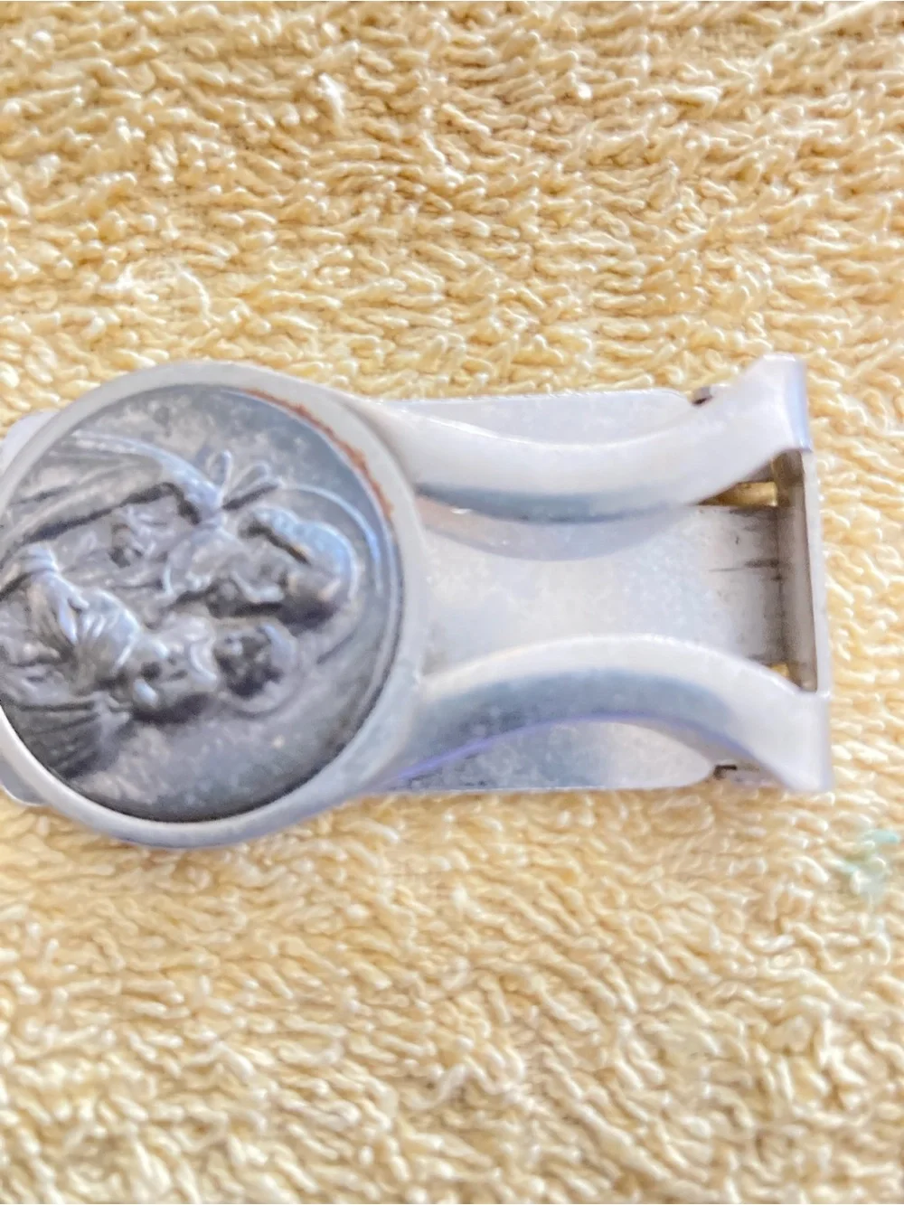 Religious Medal Money Clip - Silver Tone